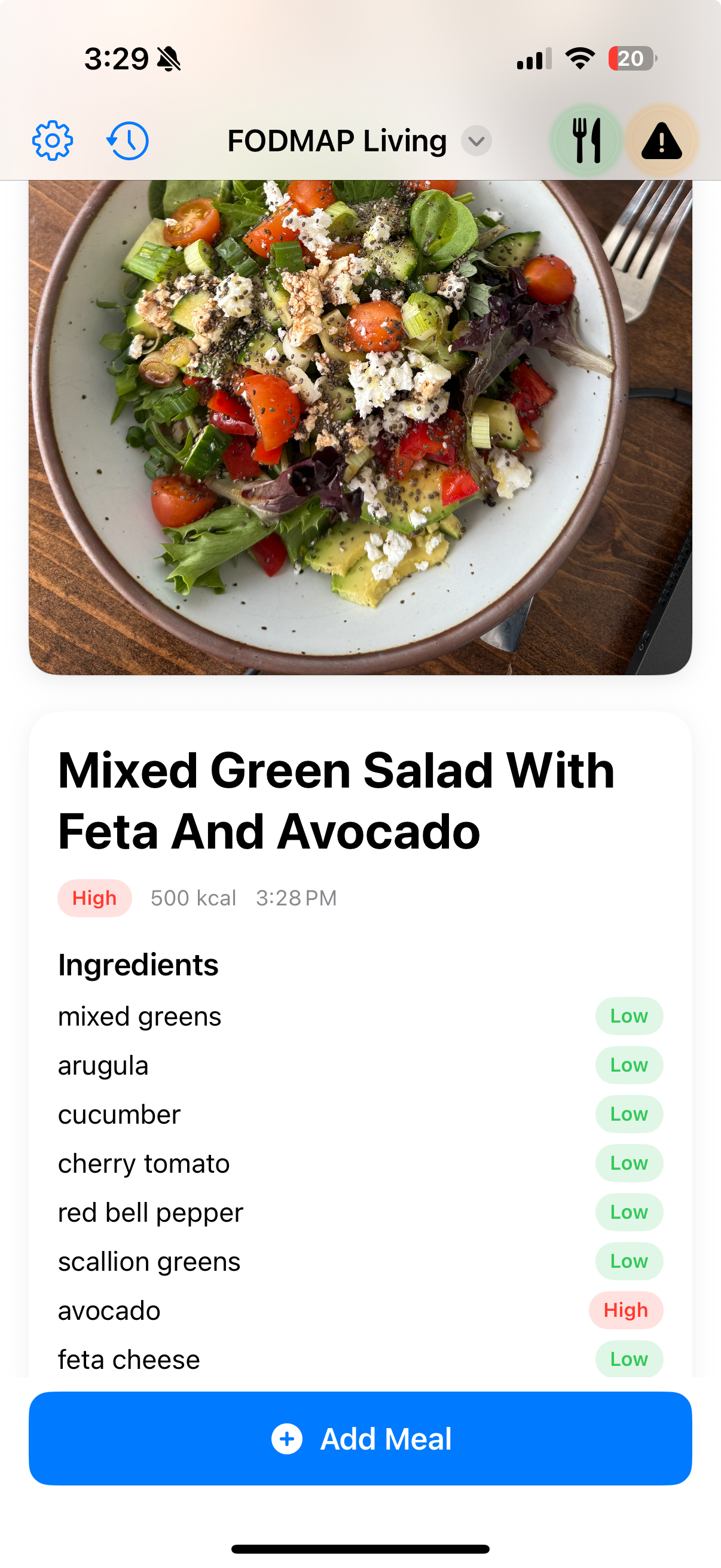 FODMAP Living app screenshot